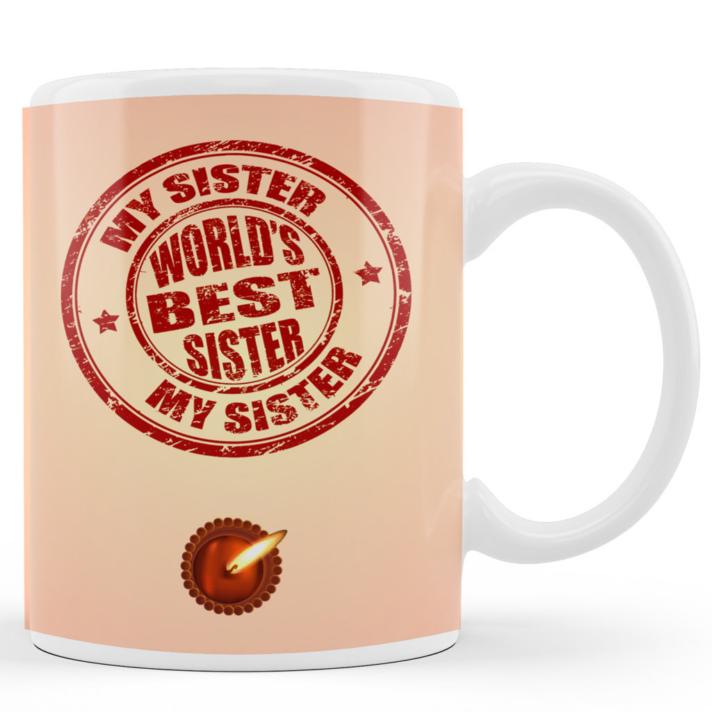 Printed Ceramic Coffee Mug | Siblings | Raksha Bandhan | Worlds Best Sister |325 Ml. 